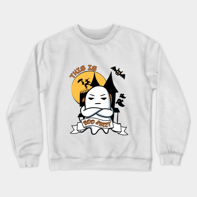 Ghost Halloween Costume Funny Boo Crewneck Sweatshirt by BukovskyART